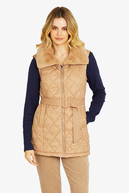 Womens Frankiefauxfur Collar Vest Brown P605400