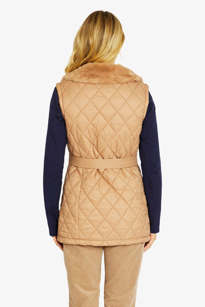 Womens Frankiefauxfur Collar Vest Brown P605400
