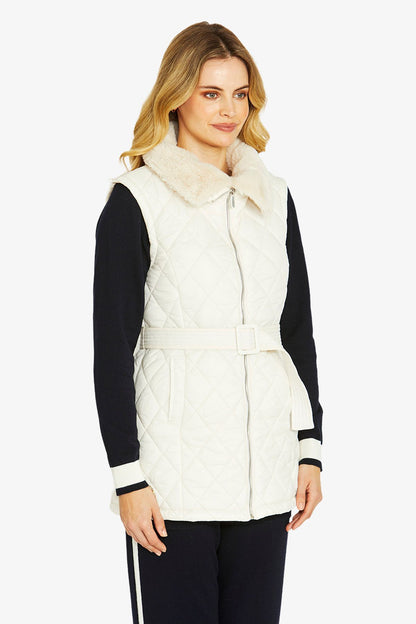 Womens Frankiefauxfur Collar Vest White P605400