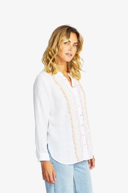 Women's Frill Shirt in White | Sylvie