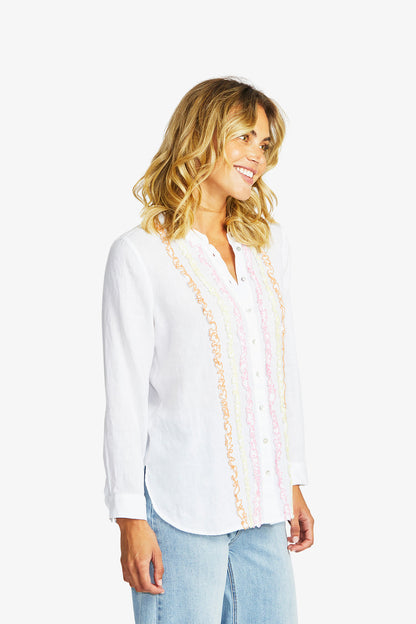 Women's Frill Shirt in White | Sylvie