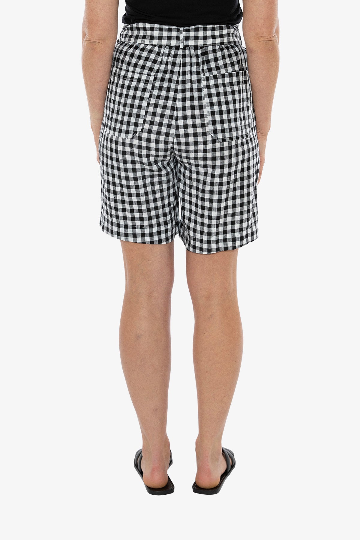 Gingham Palazzo Short Black and White