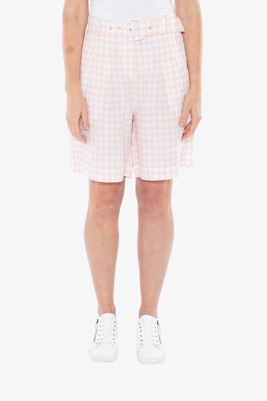 Gingham Palazzo Short Petal and White