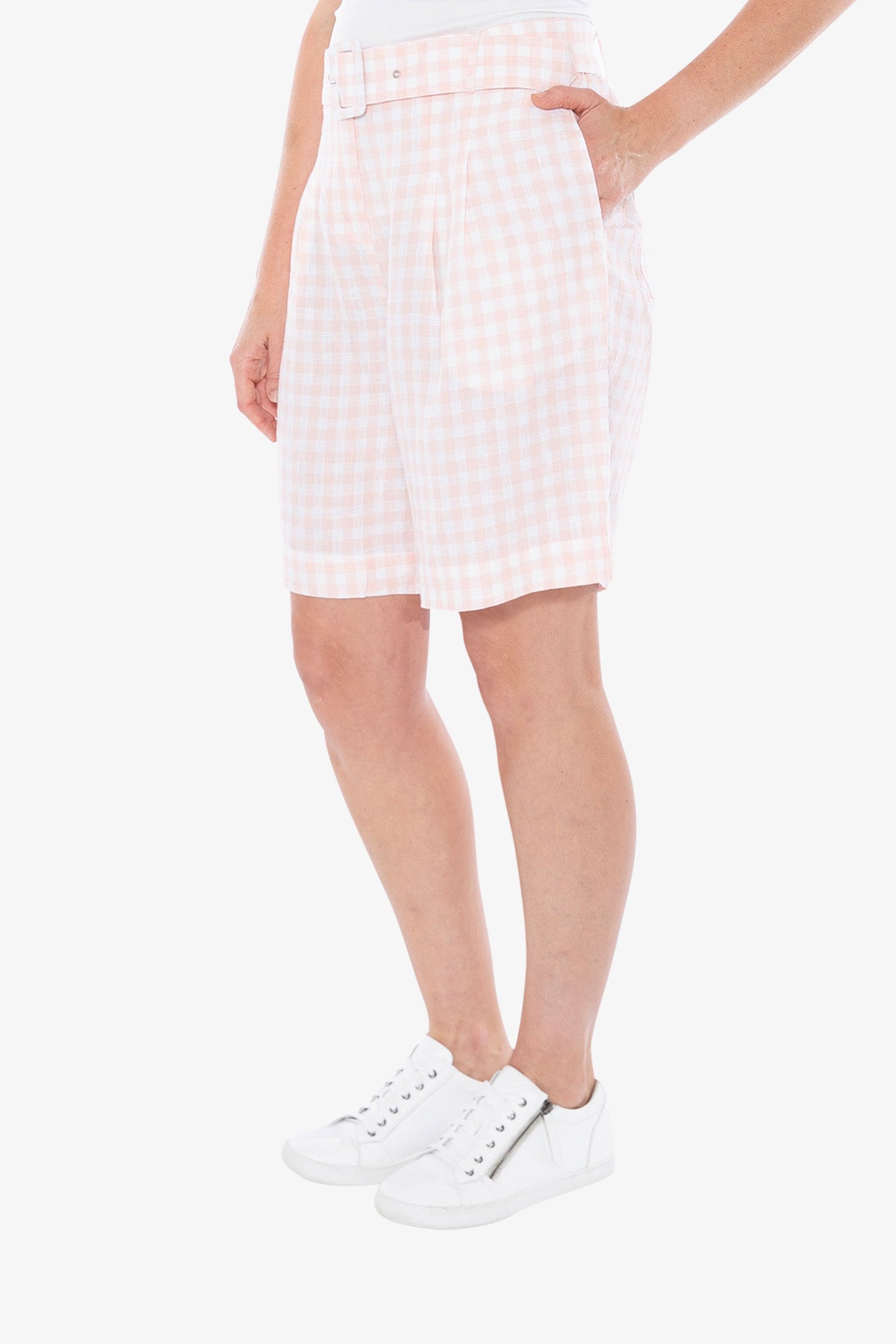 Gingham Palazzo Short Petal and White