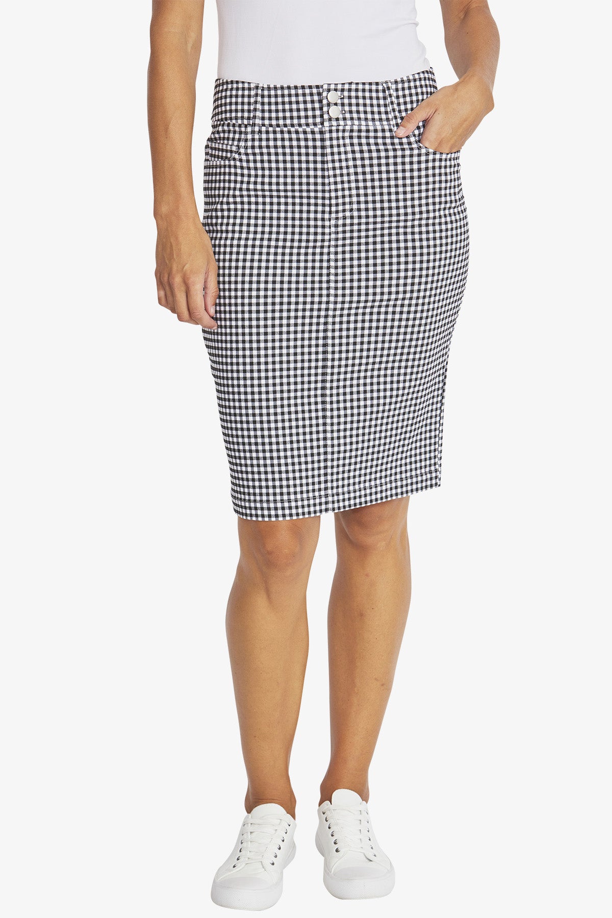 Womens Gingham Skirt Black P595601