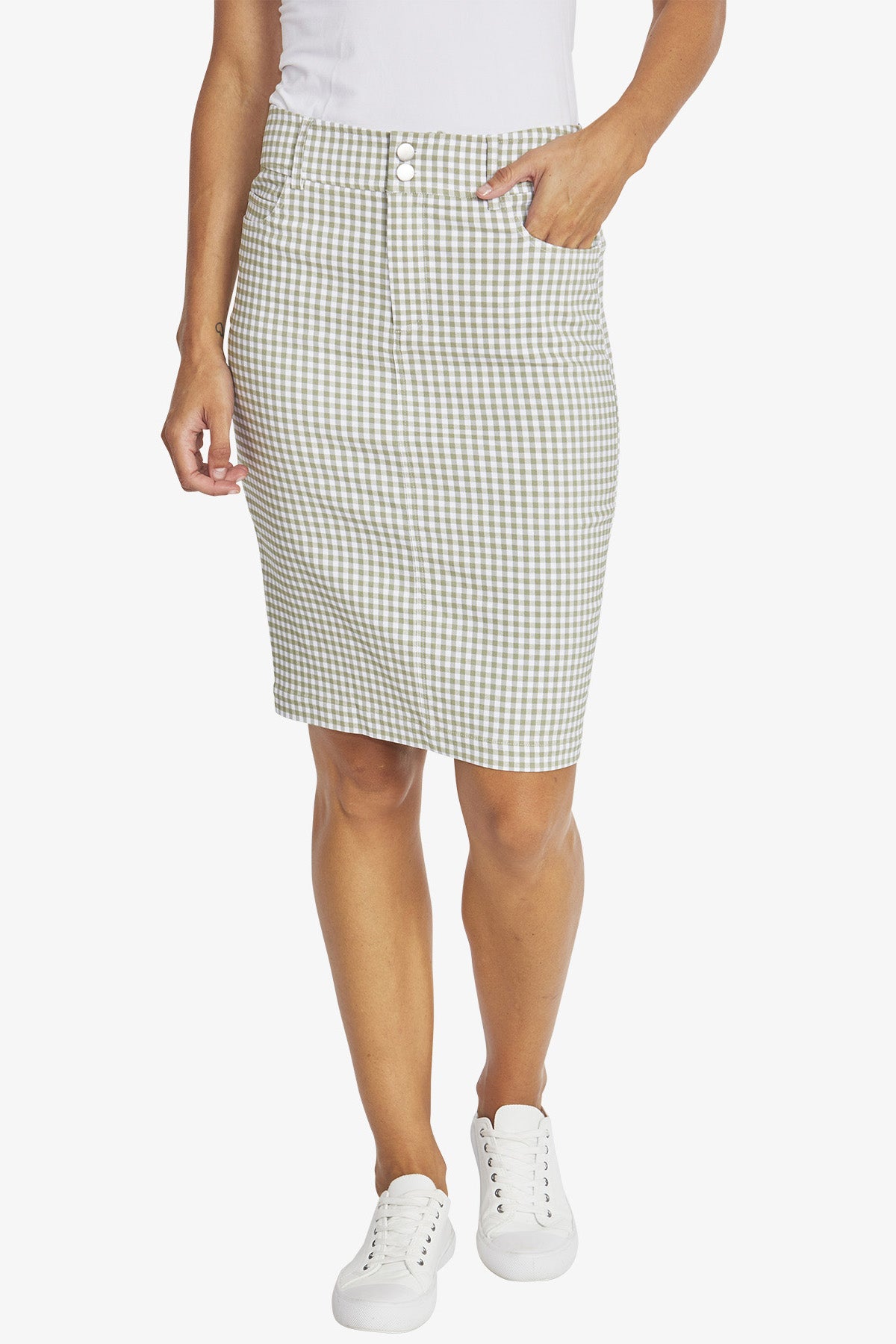 Womens Gingham Skirt Green P595601