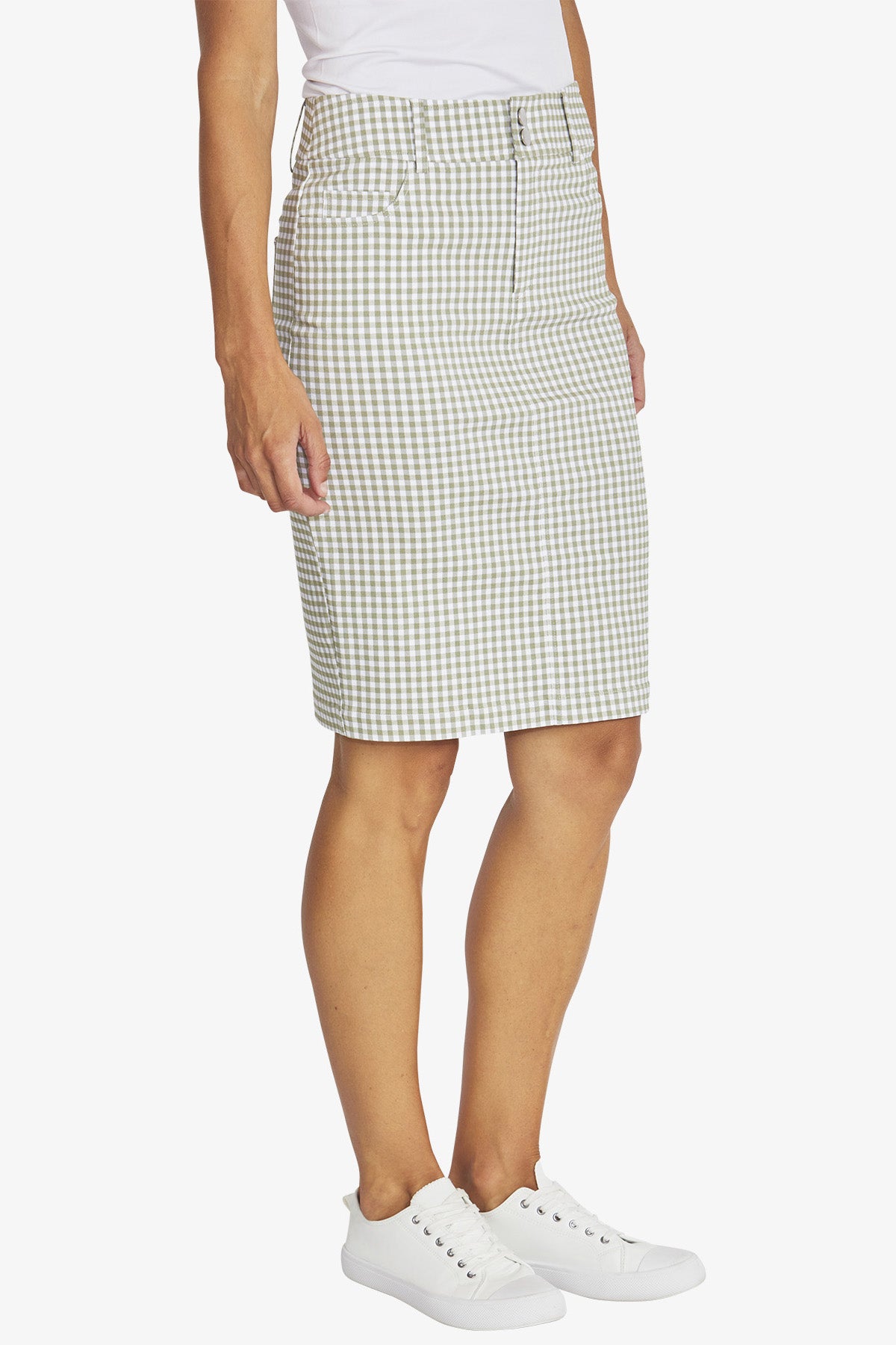 Womens Gingham Skirt Green P595601