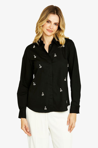 Womens Glamour Gem Shirt Black P605330