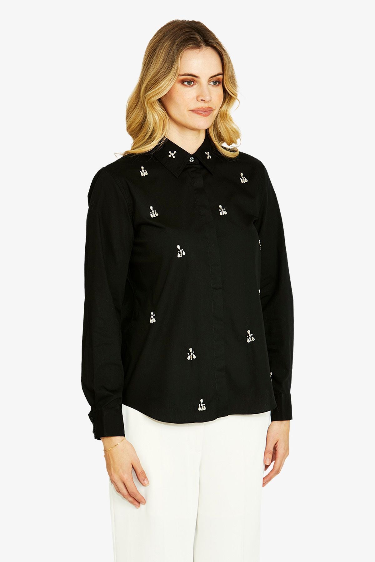 Womens Glamour Gem Shirt Black P605330