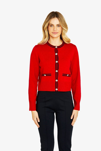 Womens Grace Tipped Cardigan Red P605005
