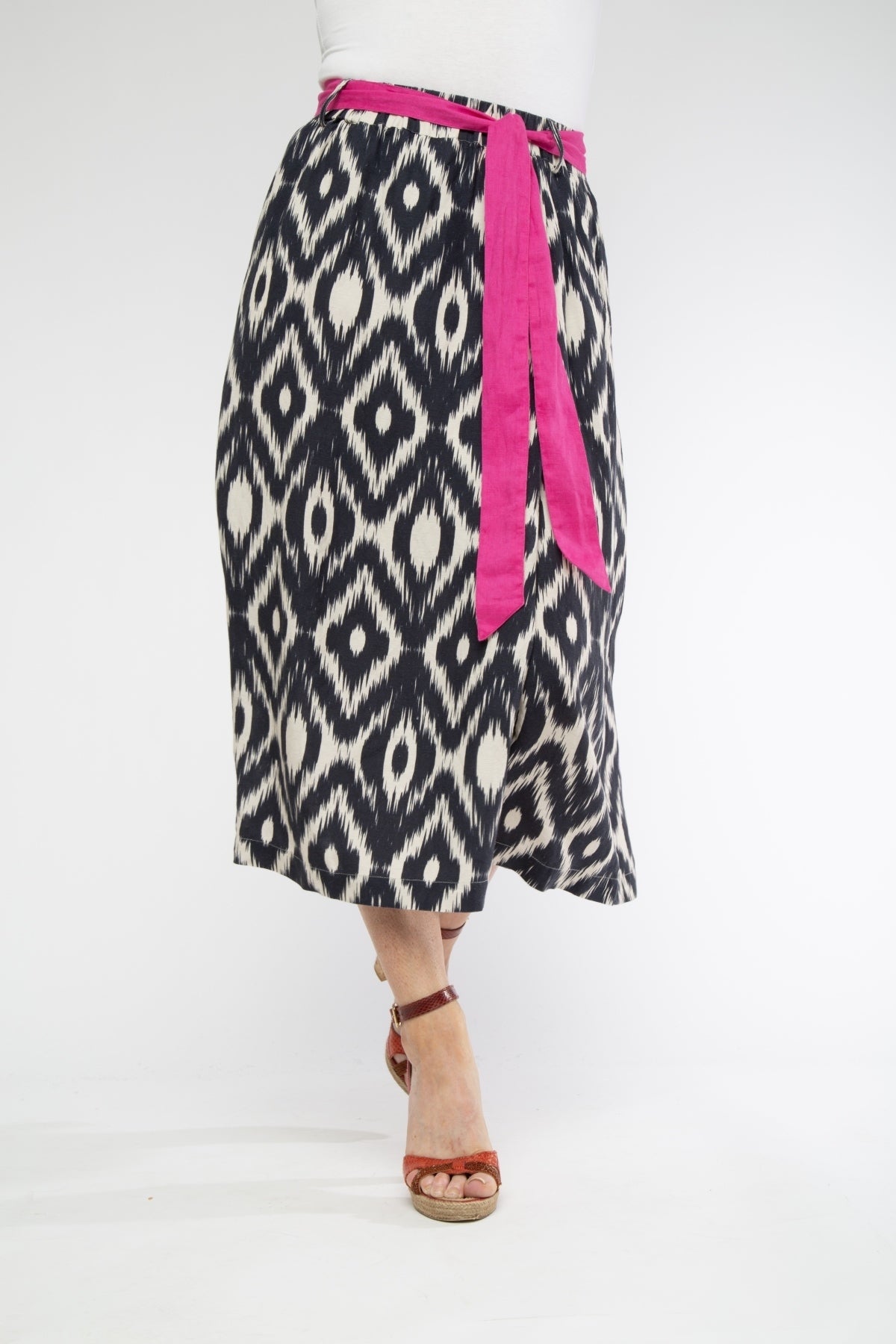 Ikat Print Wrap Skirt Flax Indigo