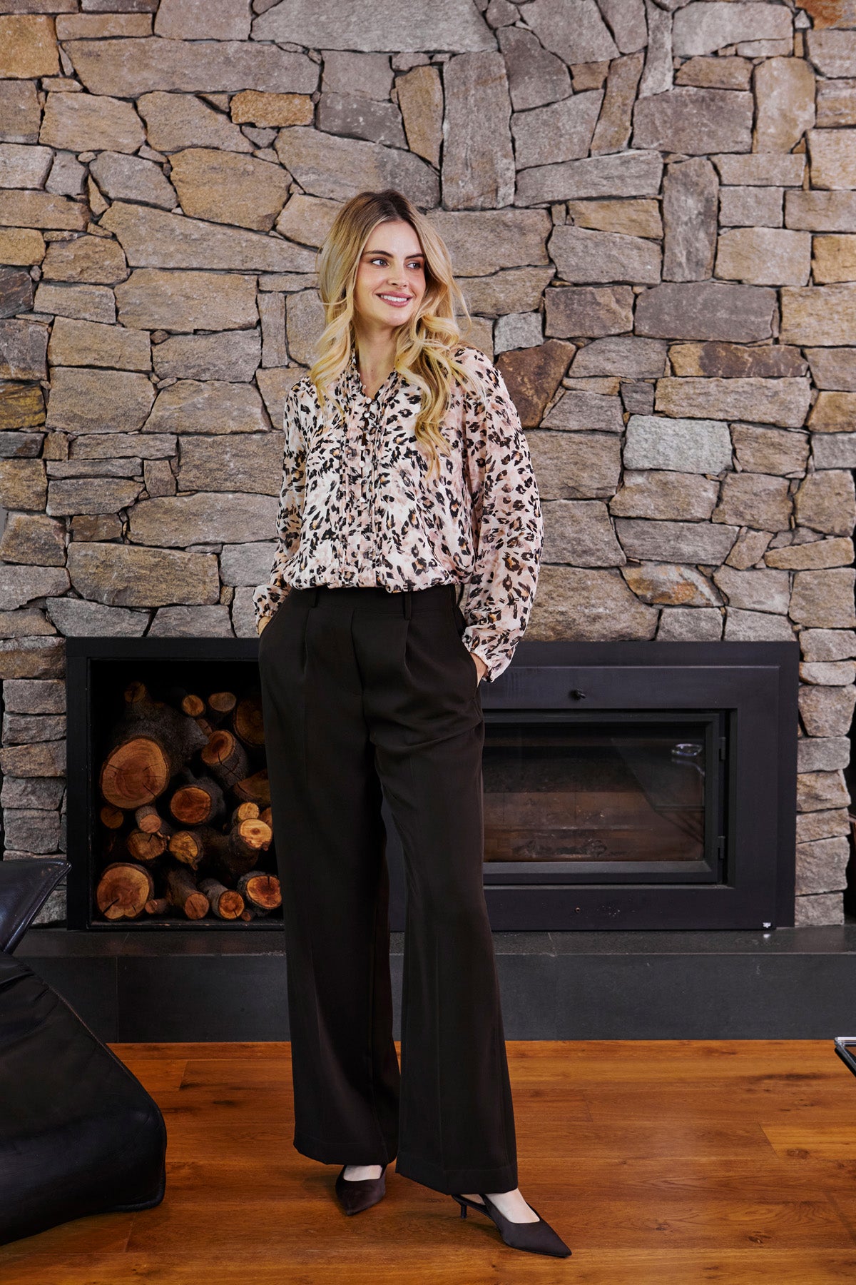 Womens Jaguar Prt Lslv Blouse Multicolor P615352