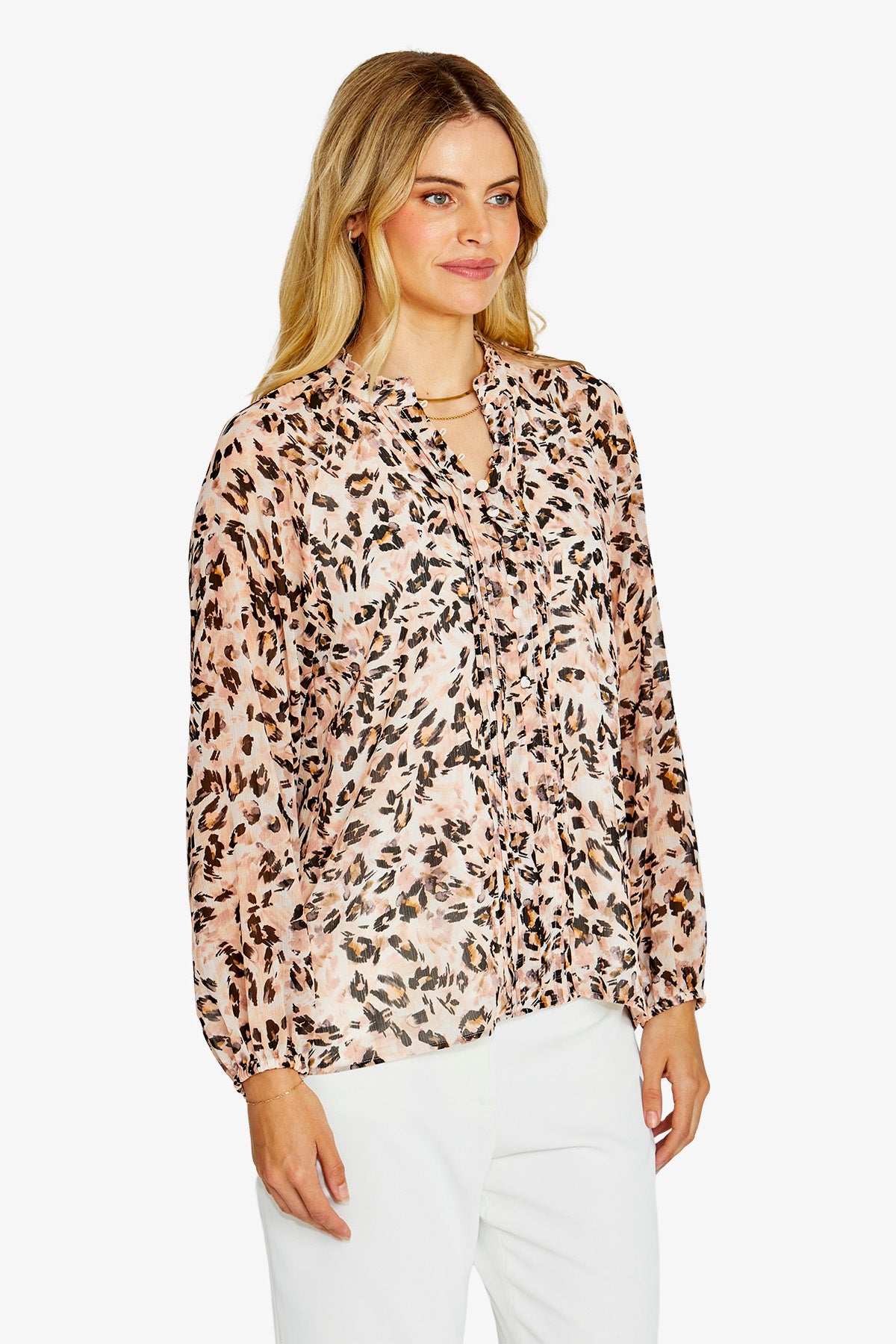 Womens Jaguar Prt Lslv Blouse Multicolor P615352