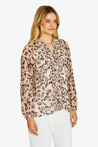 Womens Jaguar Prt Lslv Blouse Multicolor P615352