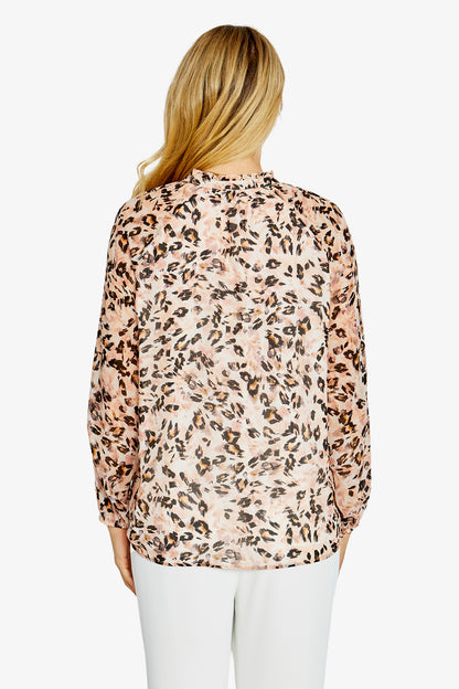 Womens Jaguar Prt Lslv Blouse Multicolor P615352