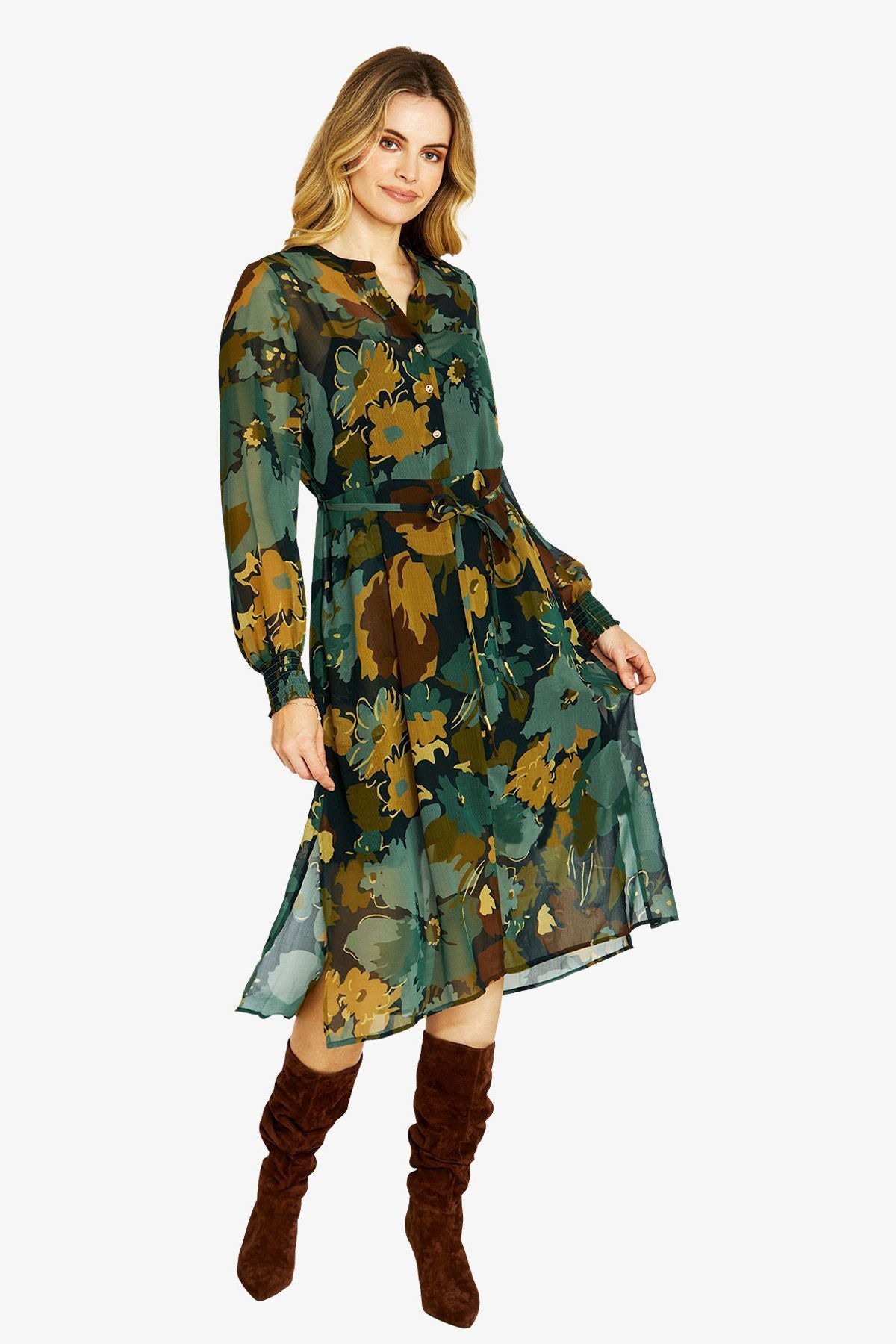 Womens Katie Button Midi Dress Multicolor P605520