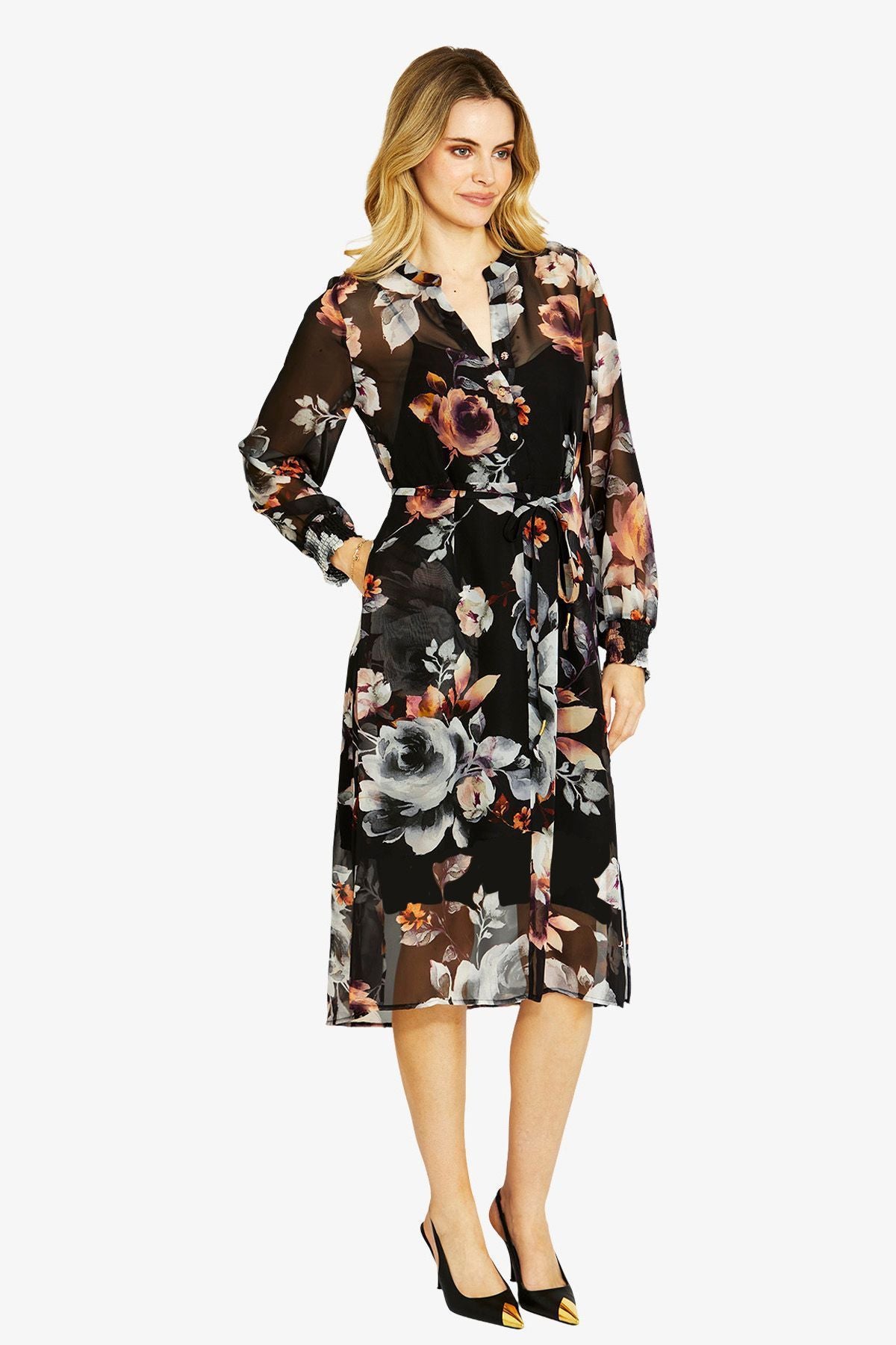 Womens Katie Button Midi Dress Multicolor P605520