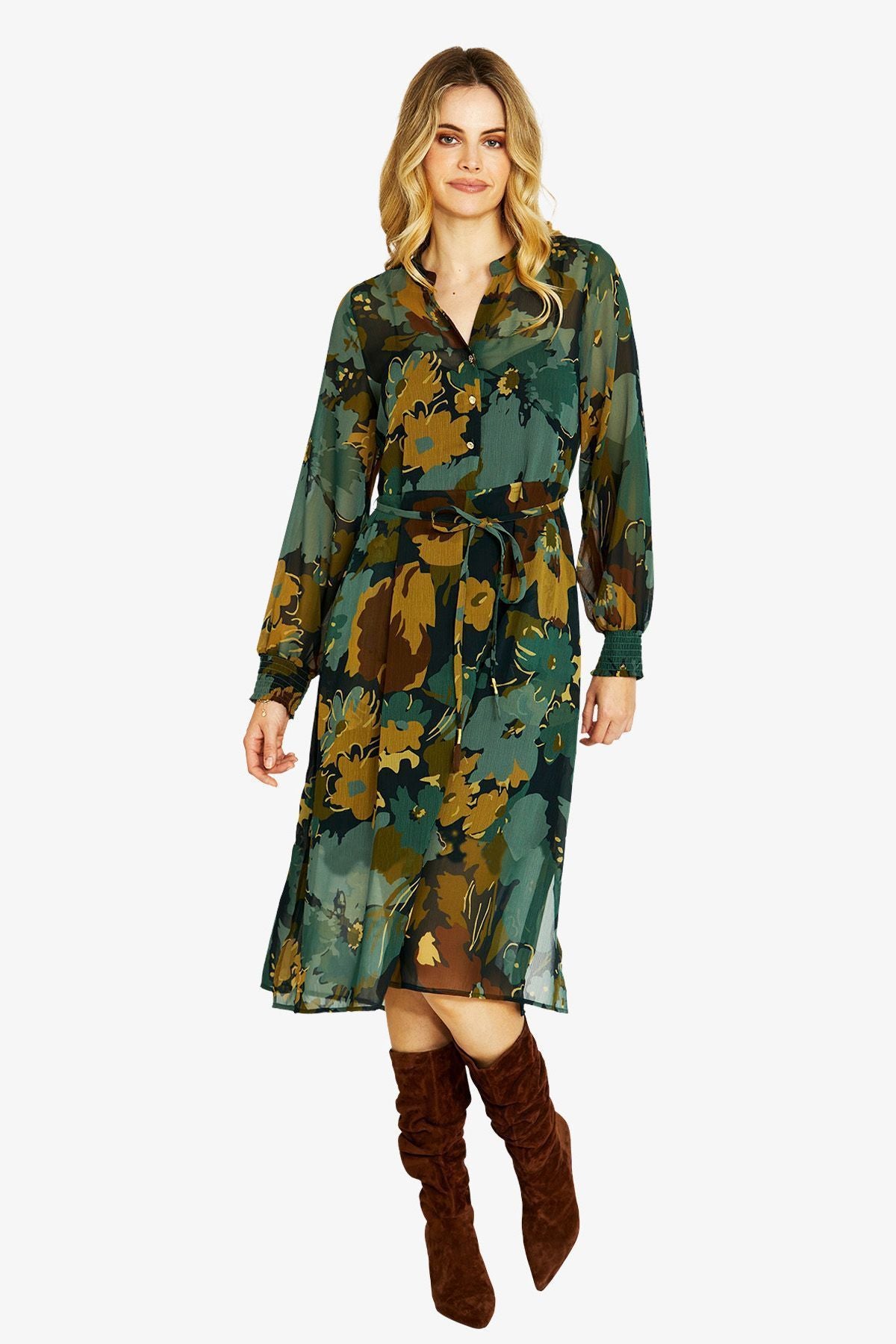 Womens Katie Button Midi Dress Multicolor P605520