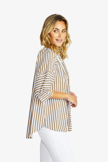 Kendall Stripe Blouse in Caramel/White