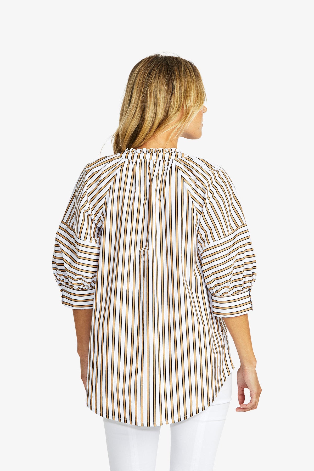 Kendall Stripe Blouse in Caramel/White