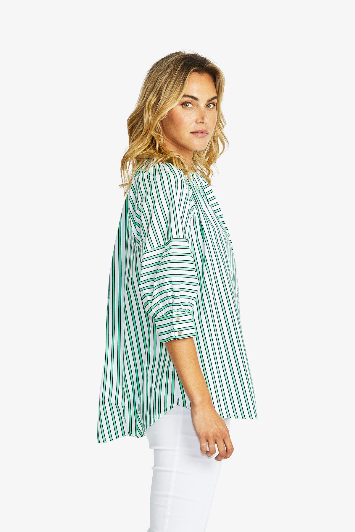 Kendall Stripe Blouse in Spearmint/White