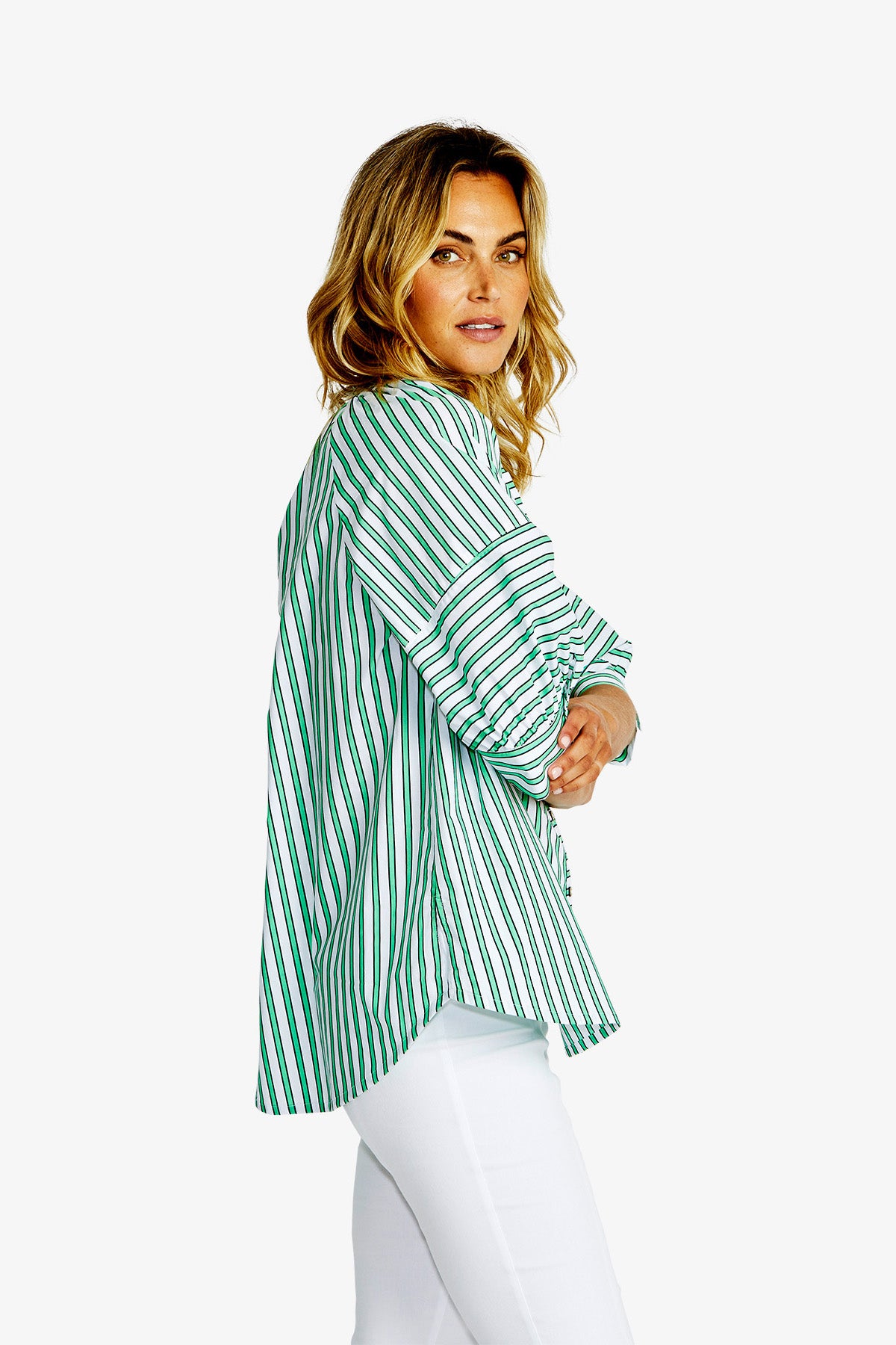 Kendall Stripe Blouse in Spearmint/White