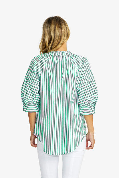 Kendall Stripe Blouse in Spearmint/White