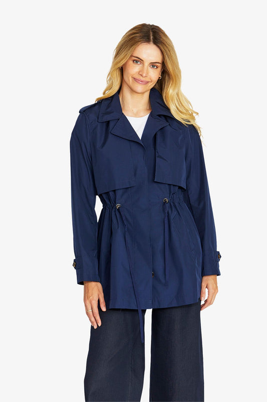 Womens Kendra Crop Trench Coat Navy P605415