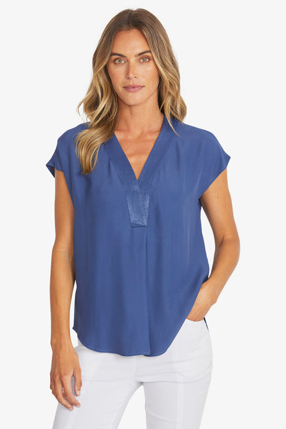 Womens Kira Slinky V Neck Top Blue P595357