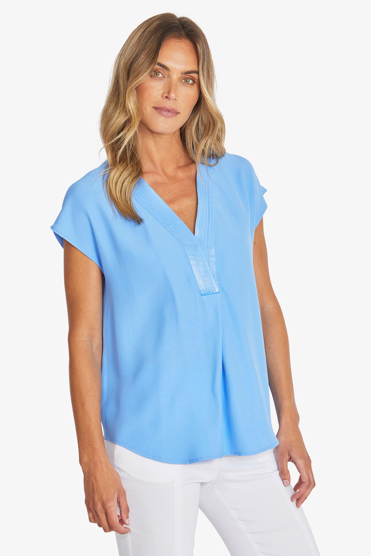 Womens Kira Slinky V Neck Top Blue P595357