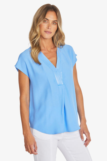 Womens Kira Slinky V Neck Top Blue P595357