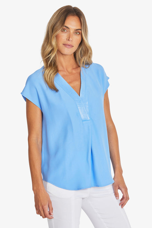 Womens Kira Slinky V Neck Top Blue P595357