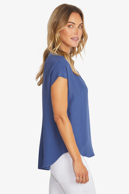Womens Kira Slinky V Neck Top Blue P595357