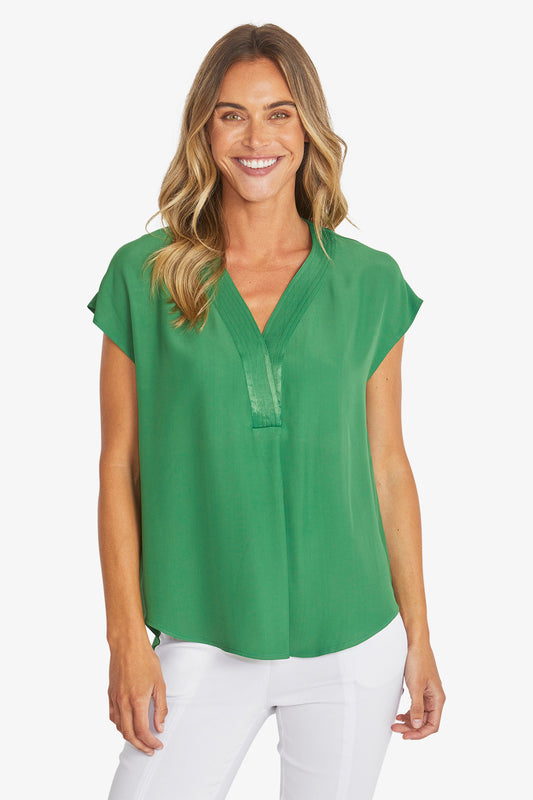 Womens Kira Slinky V Neck Top Green P595357