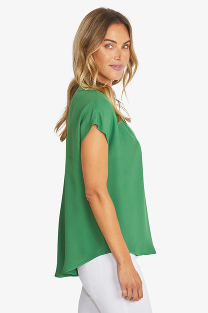 Womens Kira Slinky V Neck Top Green P595357