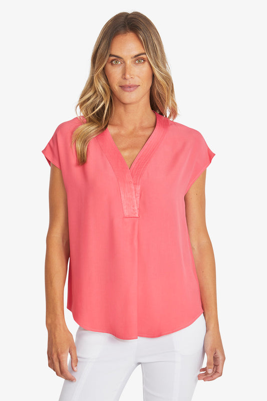 Womens Kira Slinky V Neck Top Pink P595357