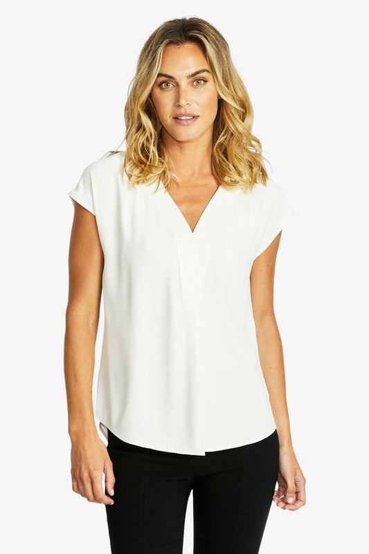 Womens Kira Slinky V Neck Top White P595357