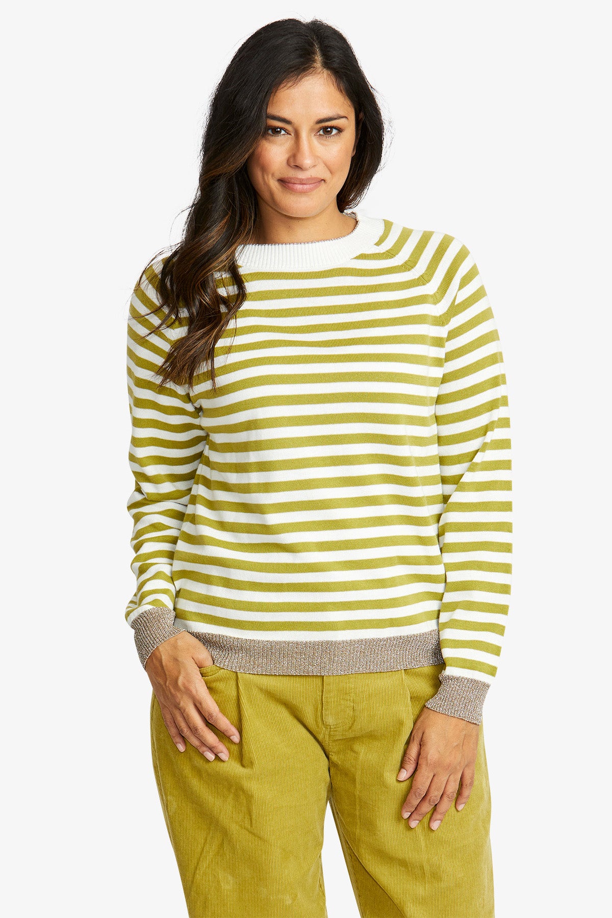 Kylie Stripe Pullover in Green