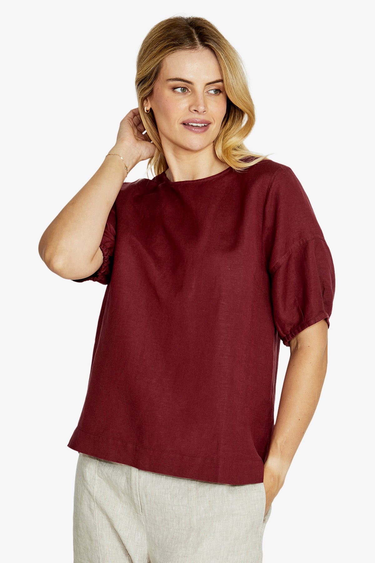 Womens Layla Sslv Buttonbacktop Red P615317