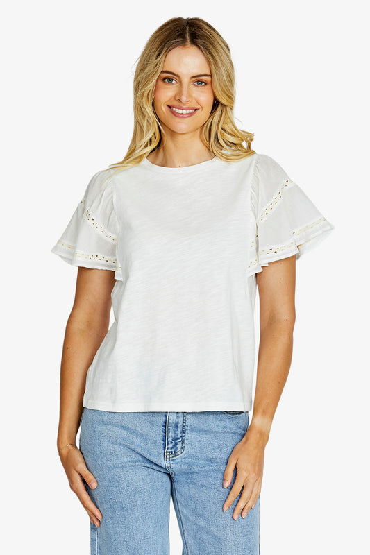 Womens Lena Ric Rac T Shirt White P615201