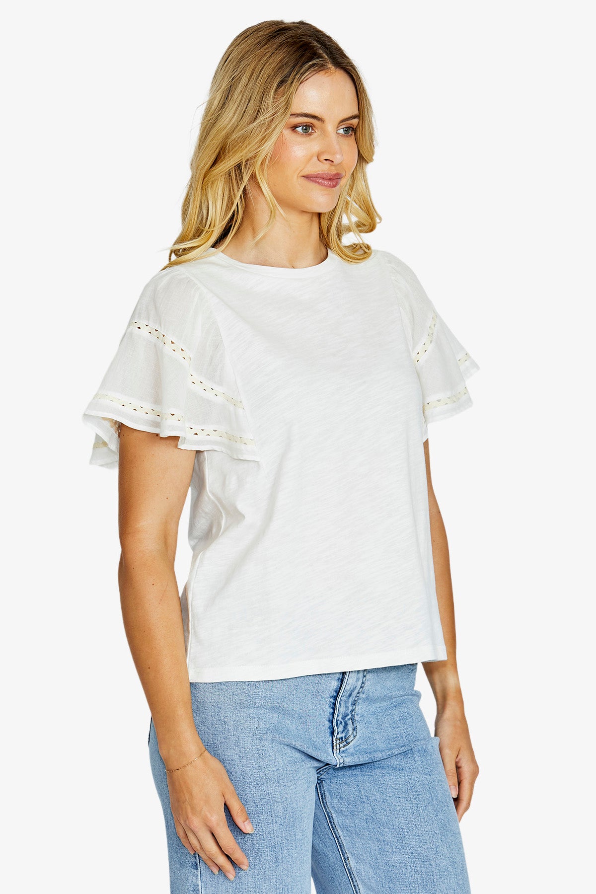 Womens Lena Ric Rac T Shirt White P615201
