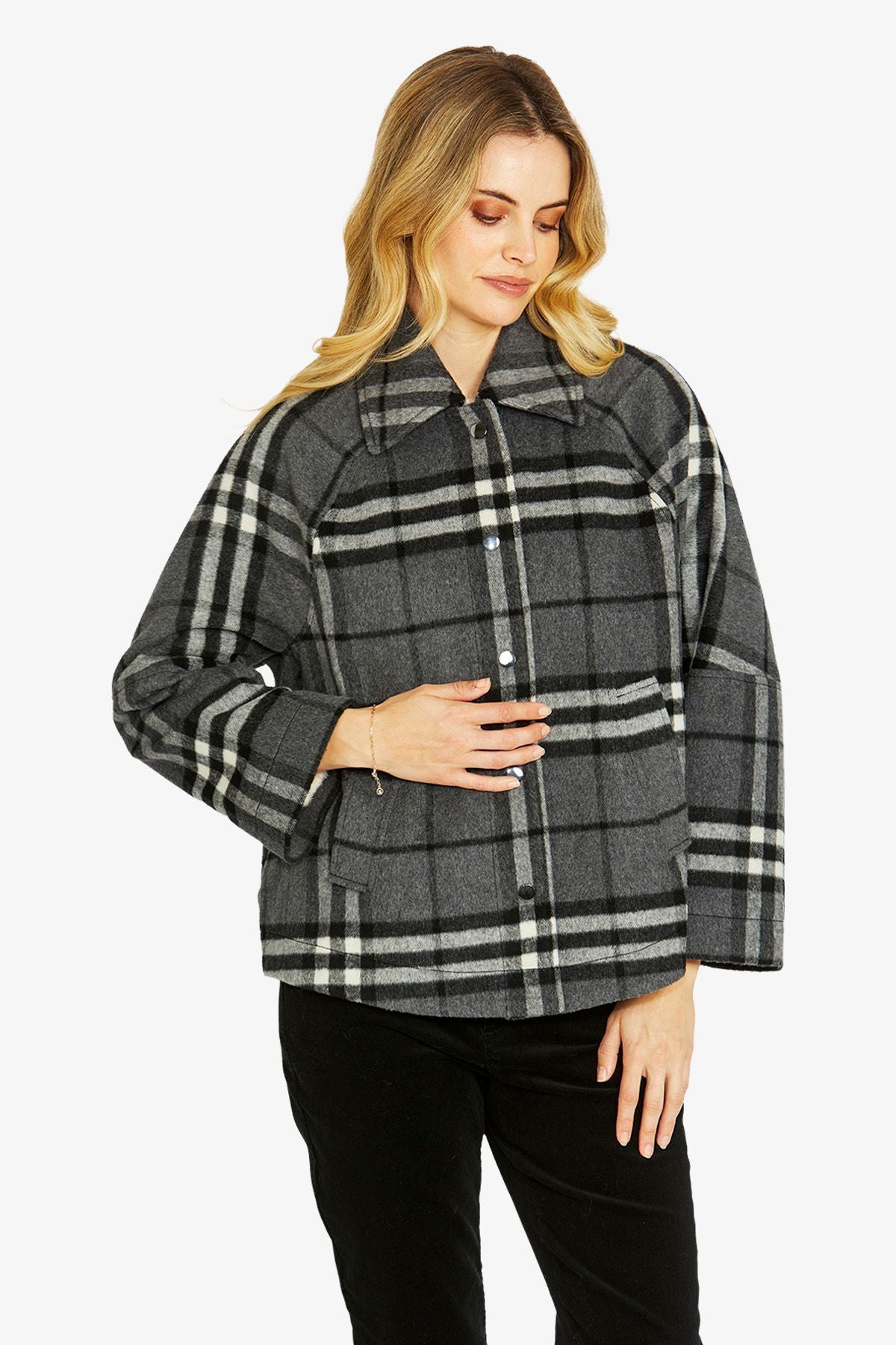 Womens Lennon Crop Swing Coat Grey P605414