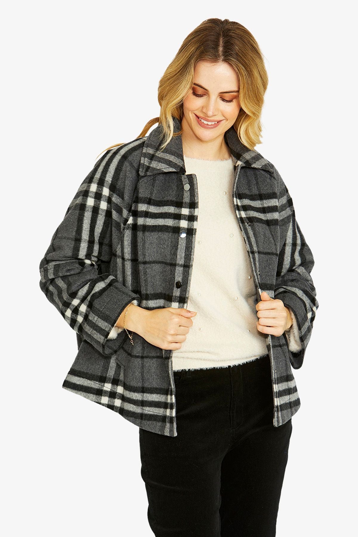 Womens Lennon Crop Swing Coat Grey P605414