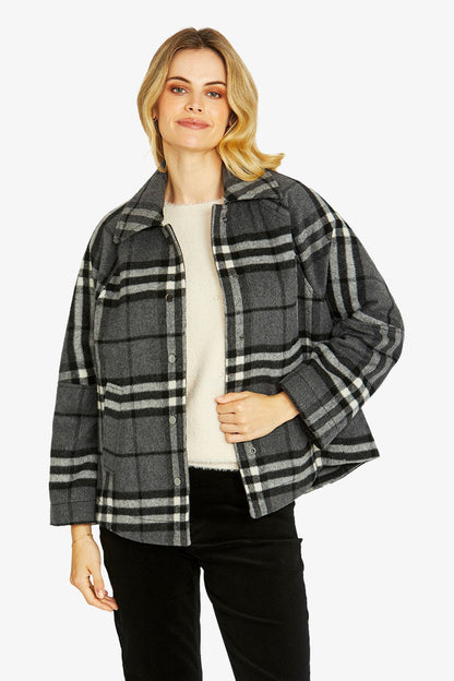 Womens Lennon Crop Swing Coat Grey P605414