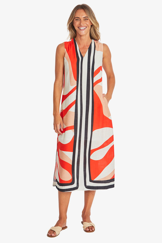 Womens Linear Maxi Dress Multicolor P595557