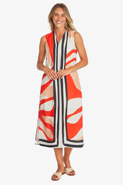 Womens Linear Maxi Dress Multicolor P595557