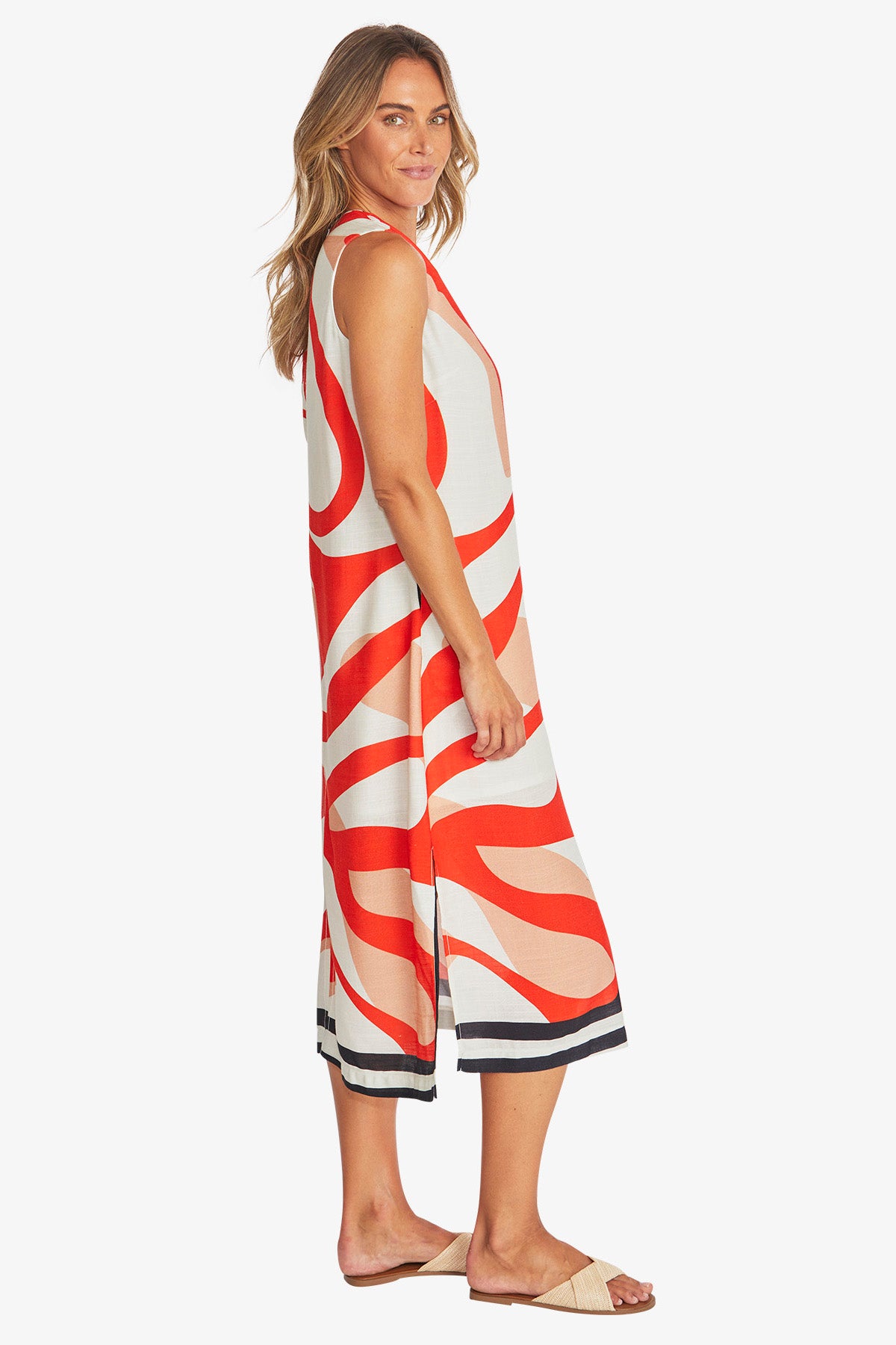 Womens Linear Maxi Dress Multicolor P595557