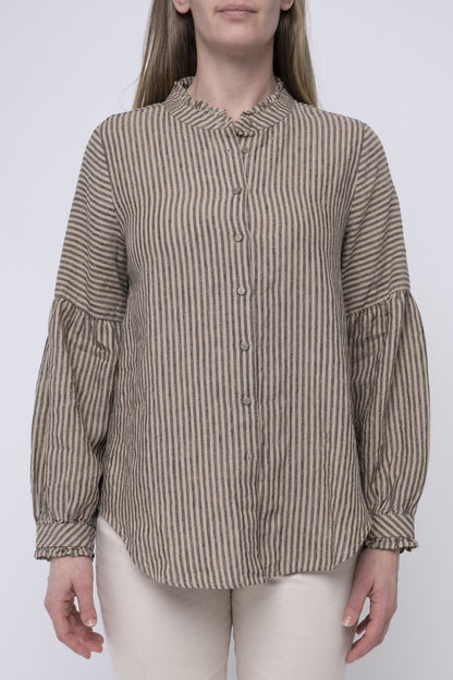 Stripe Linen Blouse Black / Birch Stripe