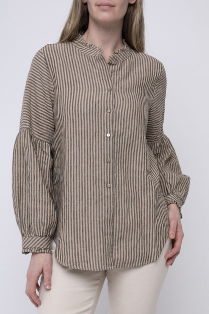 Stripe Linen Blouse Black / Birch Stripe