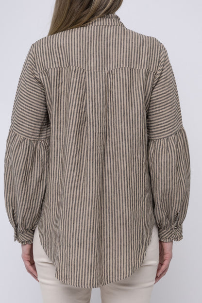 Stripe Linen Blouse Black / Birch Stripe